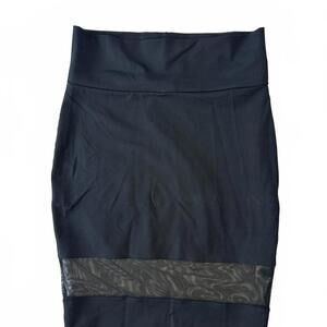 bebe Black Pencil Skirt with Sheer Panel Detail - M